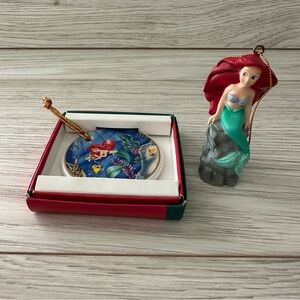 2 Vintage 1997 Disney Little Mermaid Christmas/Holiday Ornaments (Sold as set)